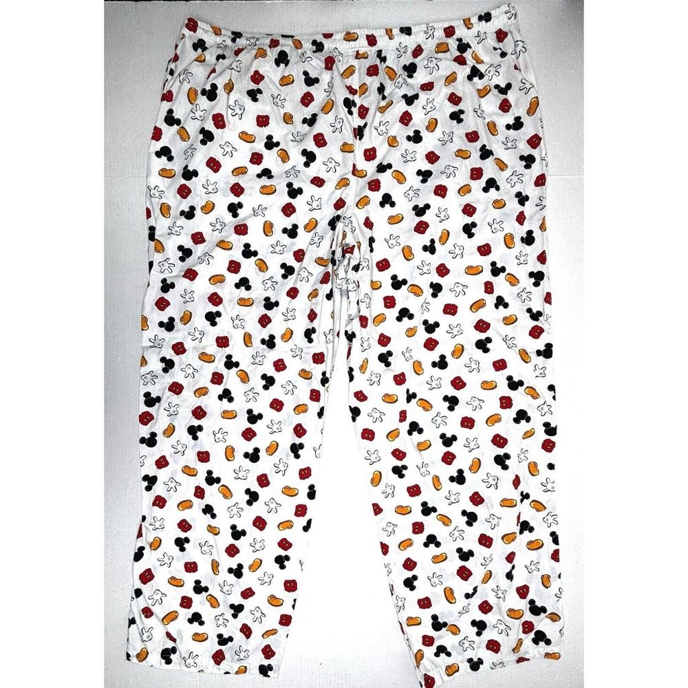 Disney Parks Mickey Mouse Print Pajama Bottoms XXXL Pants Lounge White EUC - Picture 7 of 8